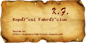 Kopácsi Fabrícius névjegykártya